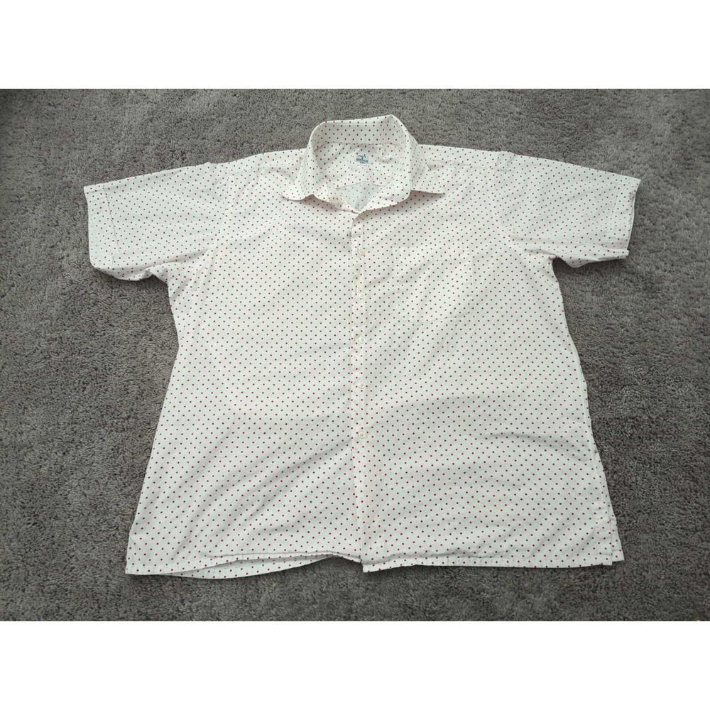 Maus & Hoffman Button Up Shirt Mens XXL‎ White Polka Dot Preppy Casual
